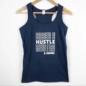Gildan Hustle & Grind Graphic Racerback‎ Tank Navy Blue Gym Top Small